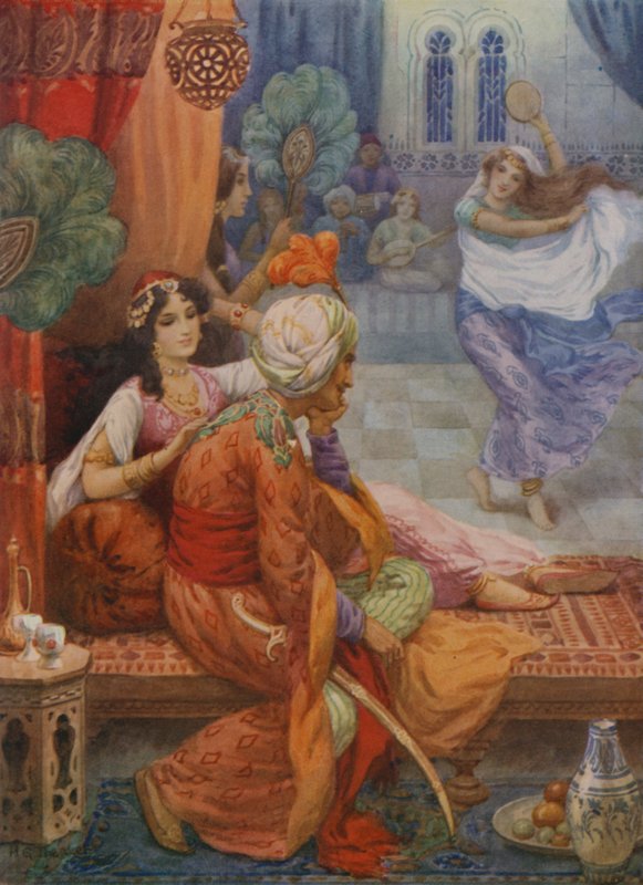 Prince Ahmed et la fée Banou (lithographie couleur) - Harry George Theaker