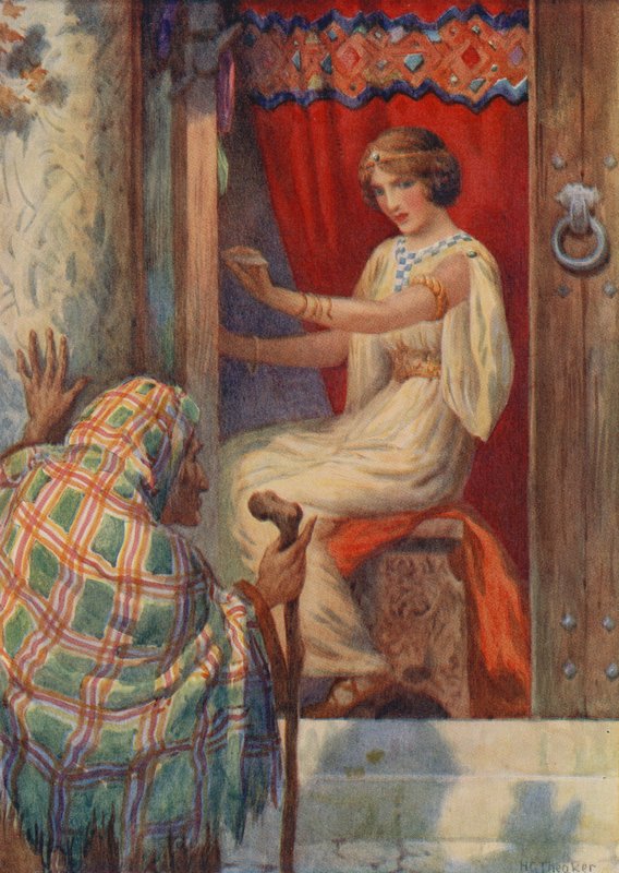 La reine Frigga et le Beldame, tiré de "Baldur le bien-aimé" (lithographie couleur) - Harry George Theaker