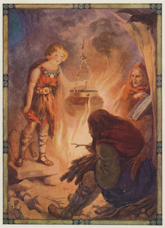 "Elle a trouvé tout comme il faut", Taliesin (lithographie couleur) - Harry George Theaker