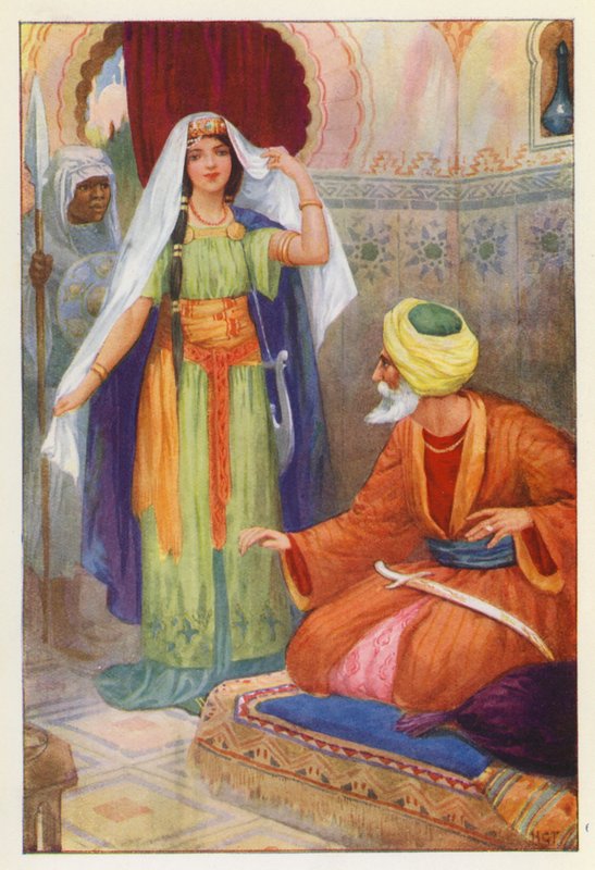 La belle captive et Aben Habuz (lithographie couleur) - Harry George Theaker