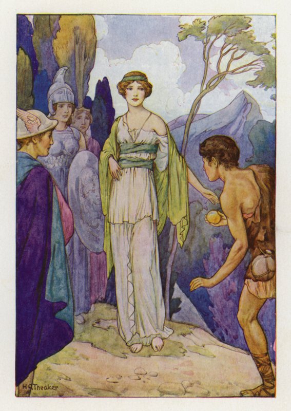 Le jugement de Paris (lithographie couleur) - Harry George Theaker
