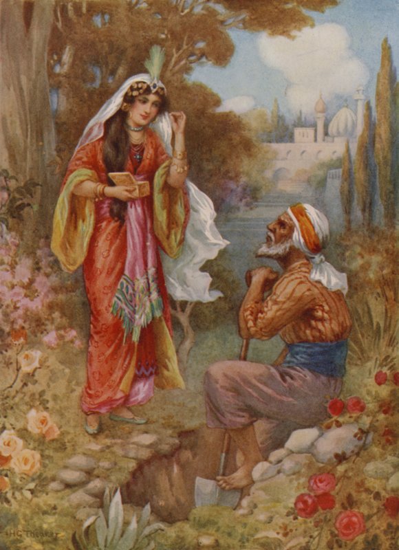 La princesse et les perles (lithographie couleur) - Harry George Theaker