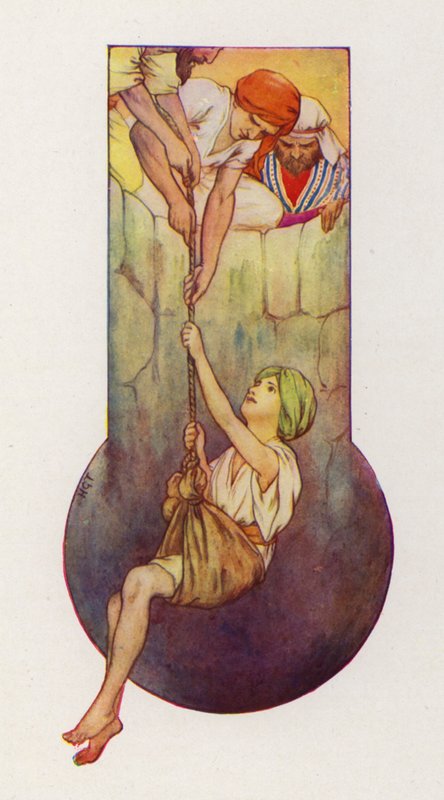 Les frères tirent Joseph de la fosse (lithographie couleur) - Harry George Theaker