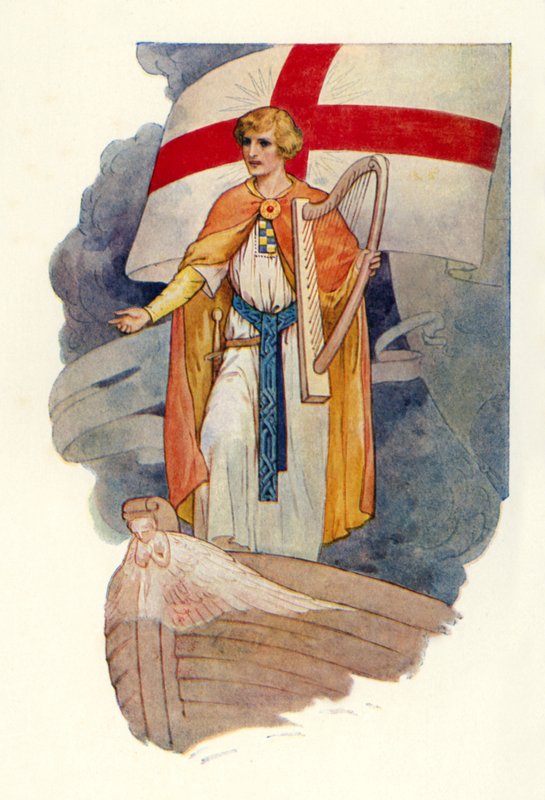 Sous une croix, un homme regarde (lithographie couleur) - Harry George Theaker