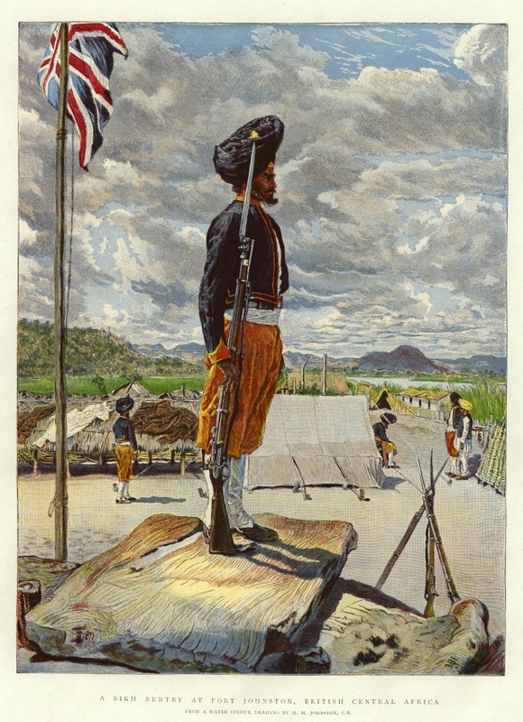 Un Sentinelle Sikh au Fort Johnston, Afrique Centrale Britannique - Harry Hamilton Johnston
