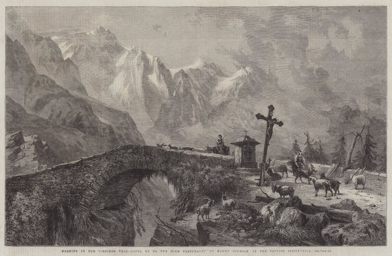 Matin dans la vallée de Viescher, en montant vers les hauts pâturages - Harry John Johnson