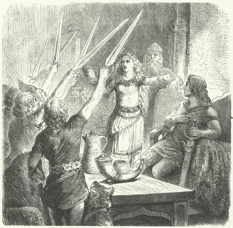 Les Baltes trinquant à la santé des enfants de leur roi (gravure) - Heinrich Leutemann