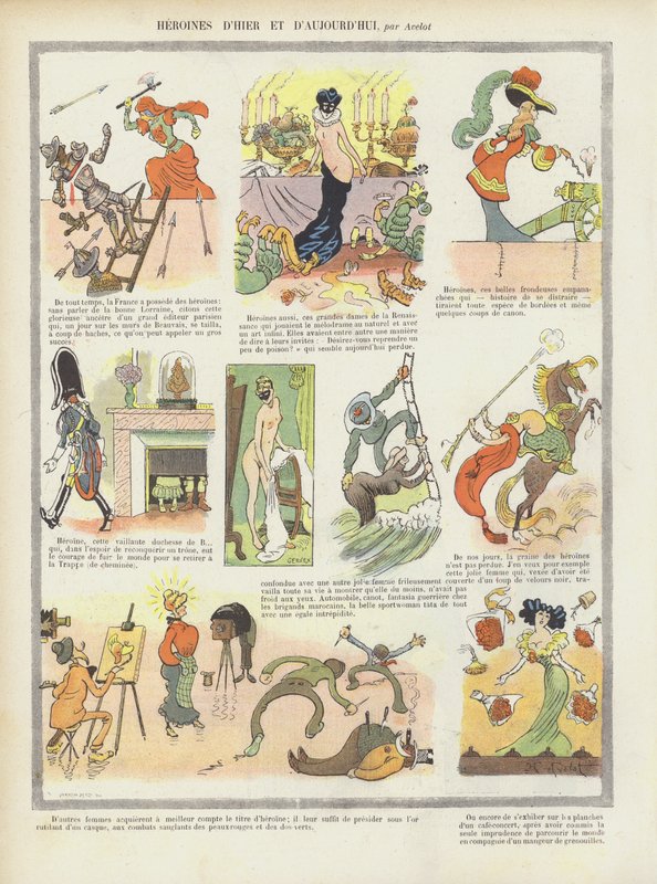 Héroïnes du passé et du présent. Illustration pour Le Rire - Henri Avelot