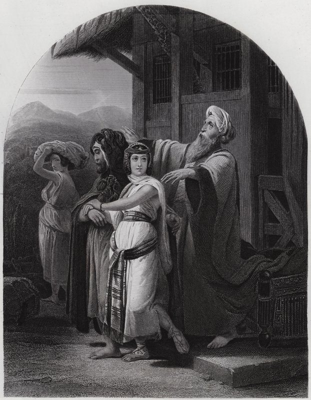 Le départ de Rebekah - Henri Frederic (after) Schopin