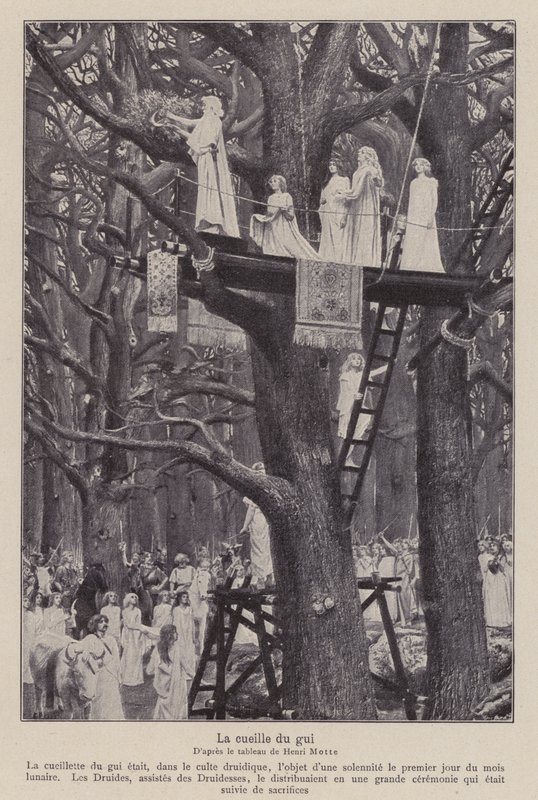 Druides coupant le gui le sixième jour de la lune (lithographie) - Henri Paul (after) Motte