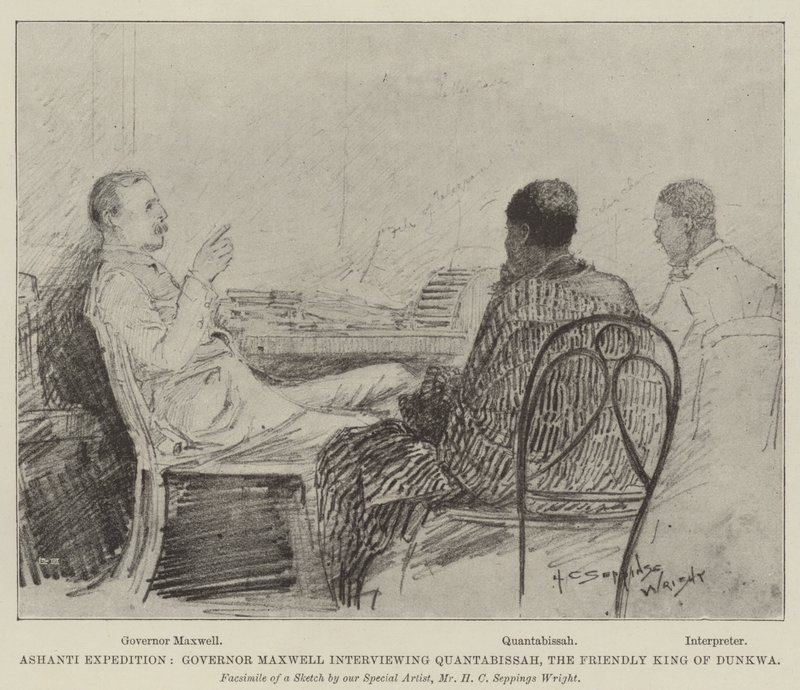 Expédition Ashanti, le gouverneur Maxwell interviewe Quantabissah, le roi ami de Dunkwa - Henry Charles Seppings Wright