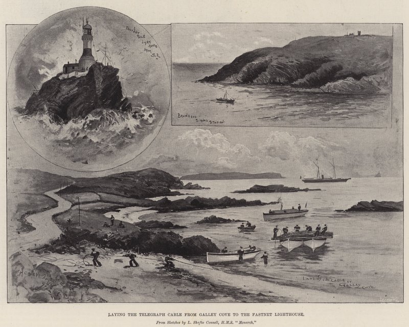 Pose du câble télégraphique de Galley Cove au phare de Fastnet - Henry Charles Seppings Wright