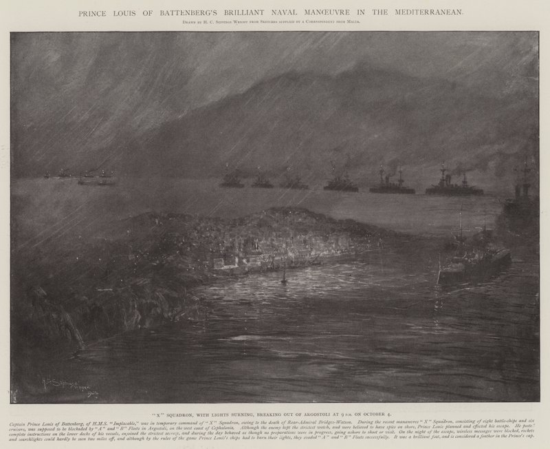 La brillante manœuvre navale du prince Louis de Battenberg en Méditerranée - Henry Charles Seppings Wright