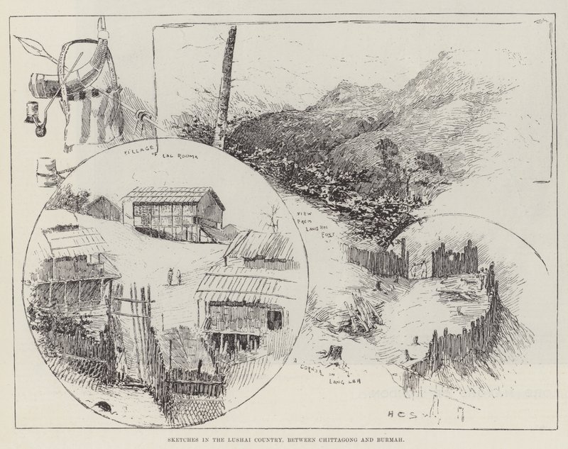 Esquisses dans le pays Lushai, entre Chittagong et la Birmanie - Henry Charles Seppings Wright