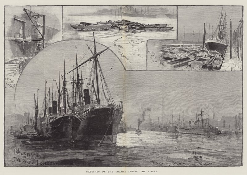 Croquis sur la Tamise pendant la grève - Henry Charles Seppings Wright