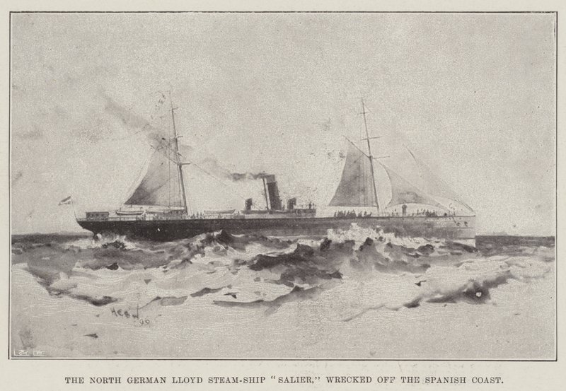 Le paquebot Salier de la North German Lloyd, naufragé au large de la côte espagnole - Henry Charles Seppings Wright