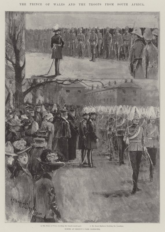 Le Prince de Galles et les troupes d
