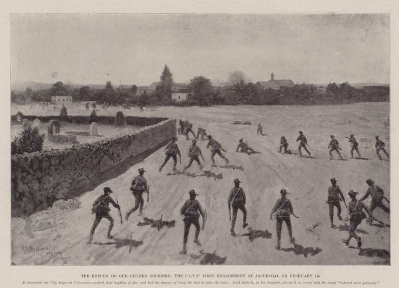 Le retour de nos soldats citoyens, le premier engagement des CIV à Jacobsdal le 16 février - Henry Charles Seppings Wright