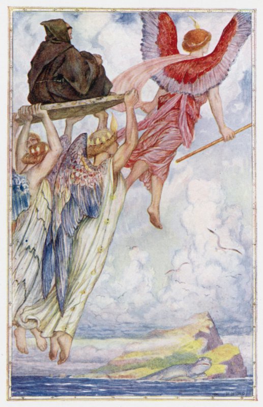 Raphaël et les anges transportent Saint Senan à l
