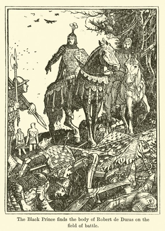 Le Prince Noir trouve le corps de Robert de Duras sur le champ de bataille - Henry Justice Ford