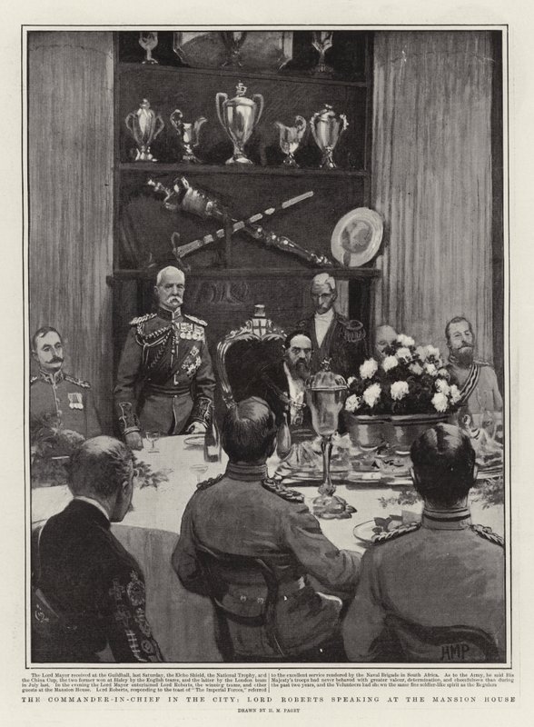 Le commandant en chef dans la ville, Lord Roberts parlant à la Mansion House - Henry Marriott Paget