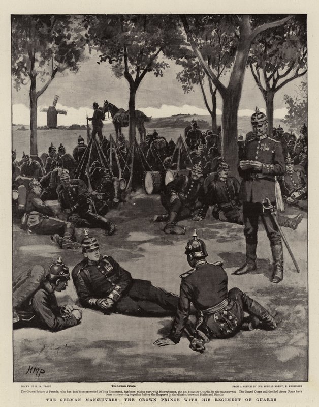 Les manœuvres allemandes, le prince héritier avec son régiment de gardes - Henry Marriott Paget