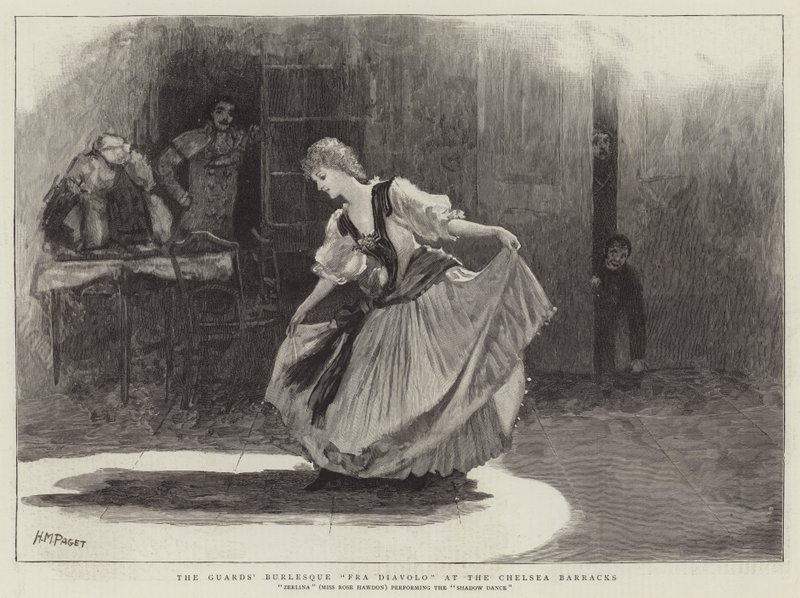 La burlesque des gardes Fra Diavolo aux casernes de Chelsea - Henry Marriott Paget
