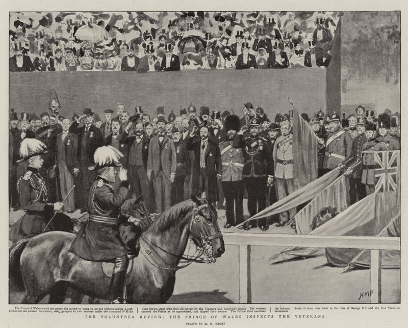 La revue des volontaires, le prince de Galles inspecte les vétérans - Henry Marriott Paget