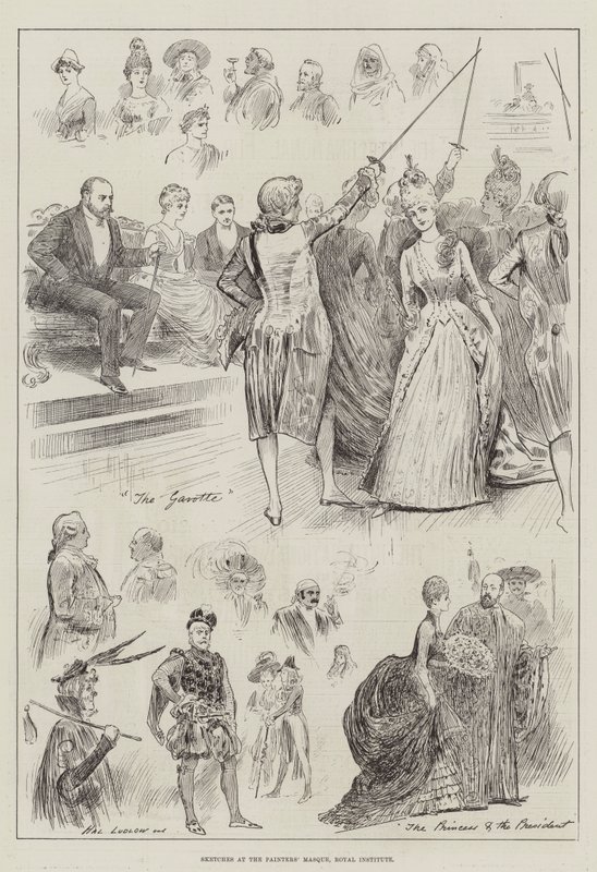 Croquis au bal masqué des peintres, Royal Institute - Henry Stephen Ludlow