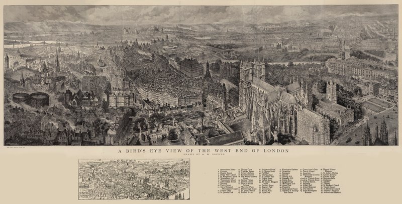 Vue aérienne du West End de Londres - Henry William Brewer