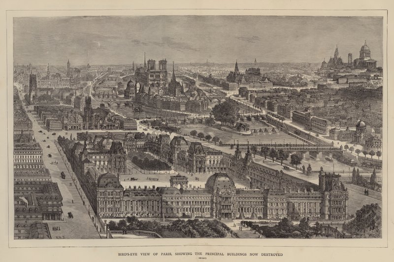 Vue aérienne de Paris, montrant les principaux bâtiments maintenant détruits - Henry William Brewer
