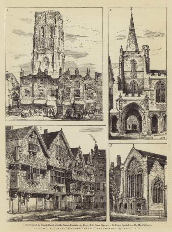 Bristol illustré, bâtiments emblématiques de la ville - Henry William Brewer