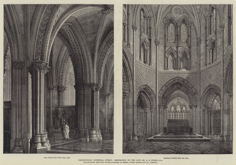 Cathédrale de Christchurch, Dublin, restauration par feu M. G E Street, RA - Henry William Brewer