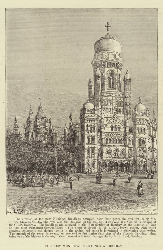 Les nouveaux bâtiments municipaux à Bombay - Henry William Brewer