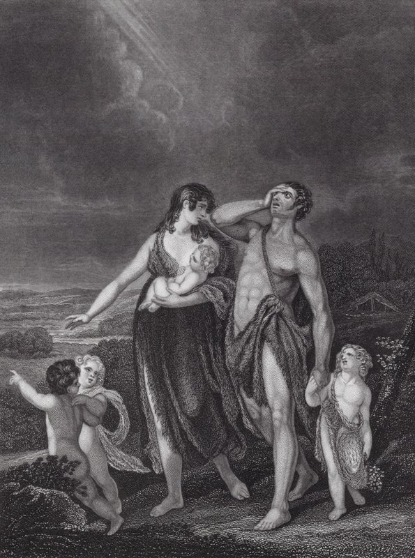 Le départ de Caïn, Genèse, Ch 4, v 16 - Henry (after) Singleton