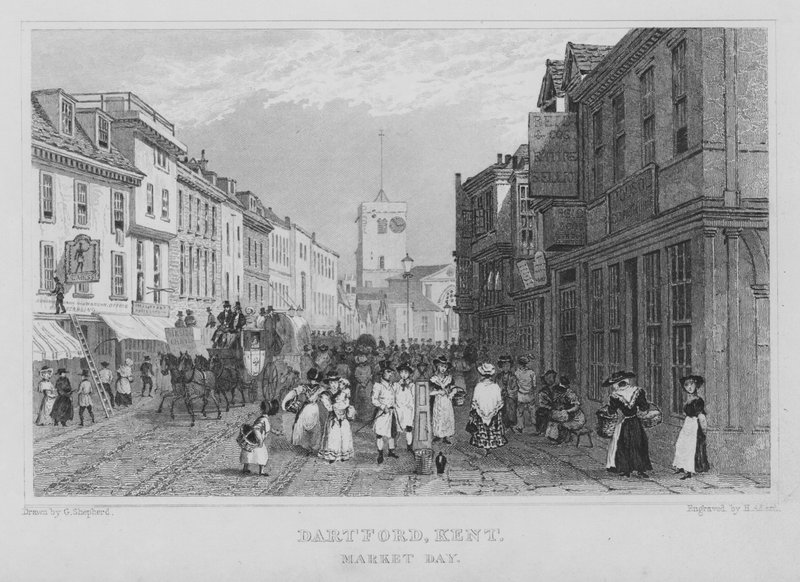 Jour de marché, Dartford, Kent (gravure) - Henry Adlard