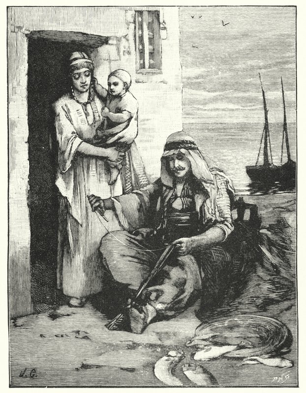 Un pêcheur réparant ses filets, mer de Tibériade - Henry Andrew Harper