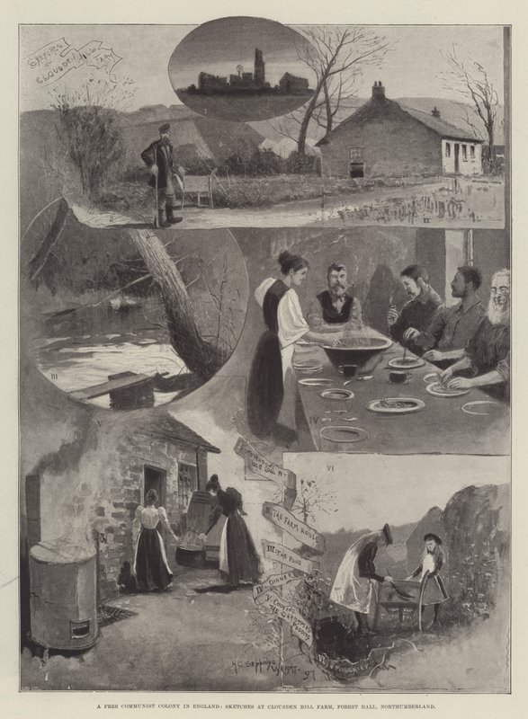 Une colonie communiste libre en Angleterre, croquis à Clousden Hill Farm, Forest Hall, Northumberland - Henry Charles Seppings Wright
