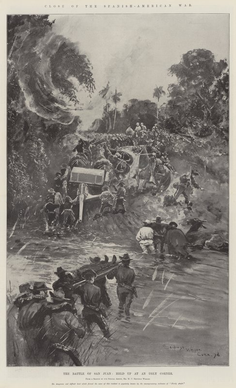 Fin de la Guerre Hispano-Américaine, la Bataille de San Juan, arrêtée à un Coin Moche - Henry Charles Seppings Wright