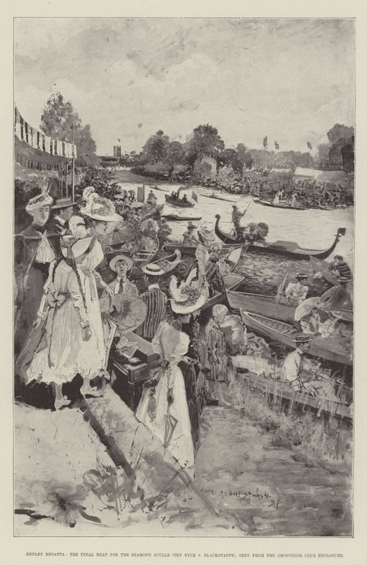 Régate de Henley, la Finale pour les Diamond Sculls (Ten Eyck contre Blackstaffe), vue de l