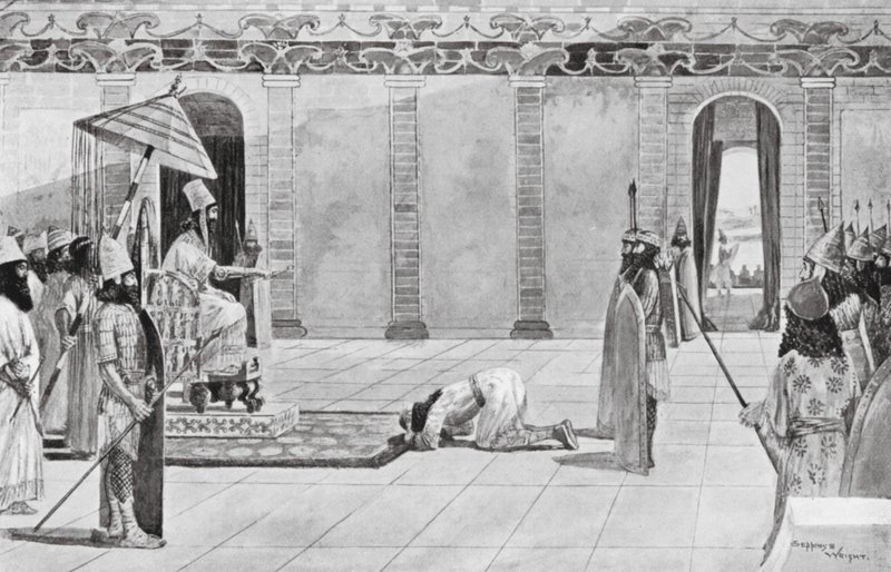 Nabonide envoyant des instructions à Belshazzar - Henry Charles Seppings Wright