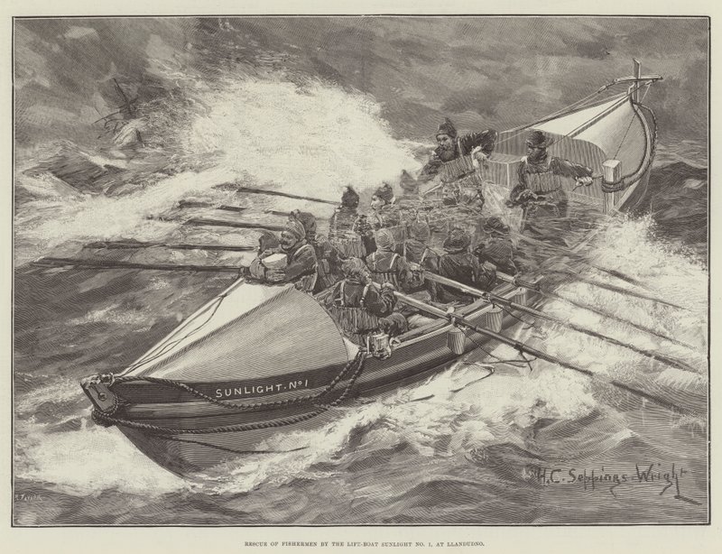 Sauvetage de Pêcheurs par le Bateau de Sauvetage Sunlight No 1, à Llandudno - Henry Charles Seppings Wright
