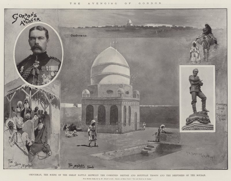 La vengeance de Gordon, Omdurman, la scène de la grande bataille entre les troupes britanniques et égyptiennes combinées et les derviches du Soudan - Henry Charles Seppings Wright