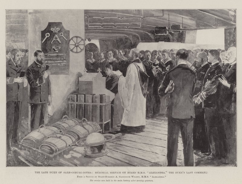 Le défunt duc de Saxe-Cobourg-Gotha, service commémoratif à bord du HMS Alexandra, dernier commandement du duc - Henry Charles Seppings Wright