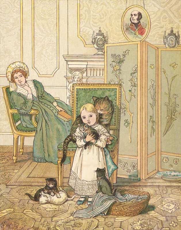 La princesse et ses chatons (lithographie en couleur) - Henry Hetherington Emmerson