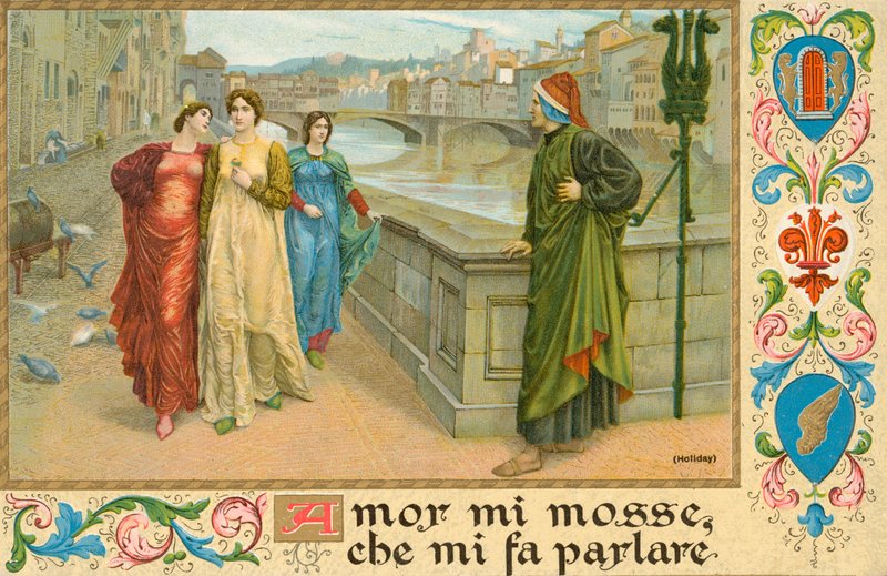 Le poète italien Dante Alighieri et Beatrice Portinari - Henry Holiday