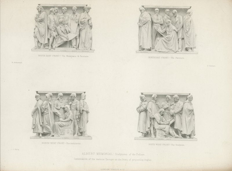 Sculptures sur le podium du mémorial d