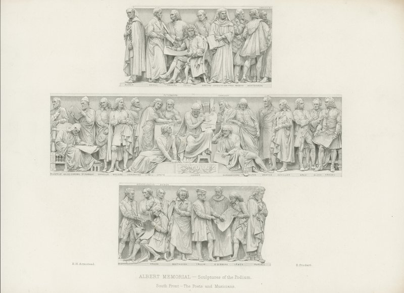 Sculptures sur le podium du Mémorial Albert - Henry Hugh Armstead