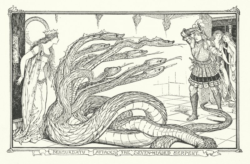 Bensurdatu attaque le serpent à sept têtes - Henry Justice Ford