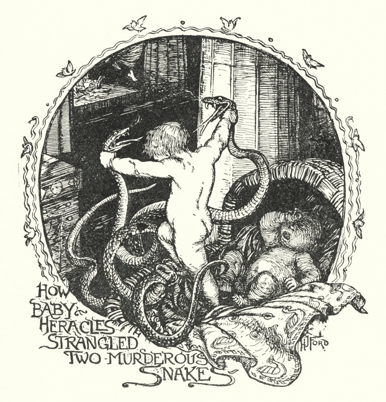 Comment le bébé Héraclès a étranglé deux serpents meurtriers - Henry Justice Ford